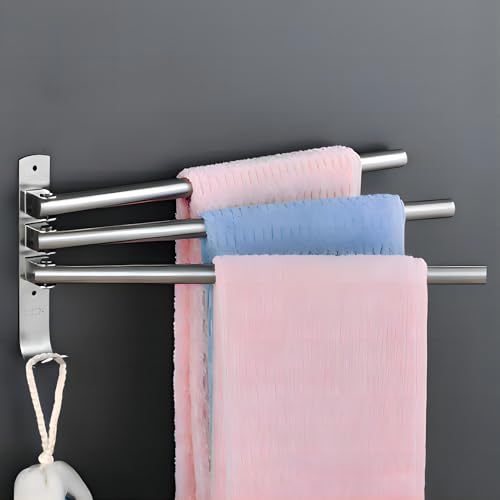yozhch Kitchen Swivel Towel Rack Wall Mounted, Bathroom Rotating Chrome Towel Rail - Image 2