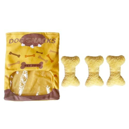 Bohany Puppy masticar Juguetes de Peluche, aperitivos de Peluche de Perro | Perro Food Scoffle de Peluche Snacks Dulce Bolsa Juguetes Squeaky Bone,Crinking Interactivo divertido Lindo de entrenamiento