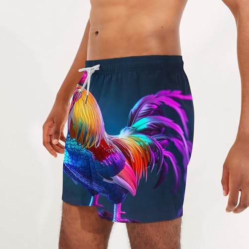 Mens Trendy Printed Swim Trunks Loose Fit Board Shorts Quick Dry Elastic Waist Shorts Summer Beachwear with Pockets4