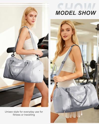 Image of Gym Bag Womens Mens with Shoes Compartment and Wet PocketTravel Duffel Bag for Women for Plane, port Gym Tote Bags Swimming Yoga Small Waterproof Weekend Overnight Carry on Bag Hospital Holdalls