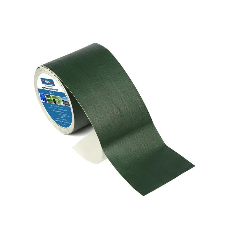 Image of Tarpaulin Tape - 5m Waterproof, Self-Adhesive & UV-Resistant Instant Fix Tape for Tent, Truck Cover & Multipurpose Outdoor Use 9.5cm x 5m (Green)
