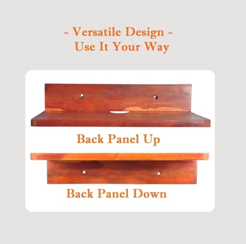 Image of Solid Wood Wall Mount Set-Top Box Stand | Durable Floating Shelf for WiFi Router, Speakers, Gaming Console & Home Decor
