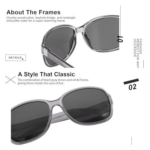 Image of SIPHEW Polarized Sunglasses for Women | Vintage Square Sunglasses w UV400 Protection | Womens Wraparound Shade