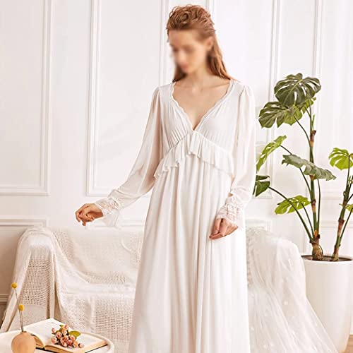 N/A Fall Pajamas Ladies Soft Mesh Fairy Long Nightdress Pajamas Princess Pajamas Lace (Color : A, Size : M Code) #TOP4