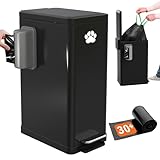 Pupzle Dog Poop Trash Can Outside, 3.2 Gal Metal Dog Waste Trash Can with Lid Outdoor, Waste Container with Pedal Garbage Poop Bin, Poo Bucket Outdoor with Lid for Backyard Odor Control