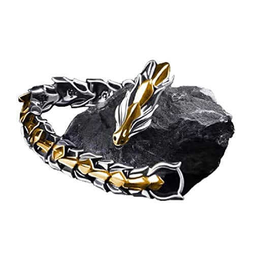 Yisawroy Armband im Retro-Stil, Drachen-Gliederkette, Federhaken, Verschluss, Armband, Gothic-Stil, Drachen-Panzerkette, Armband, Schmuck, Geschenke, Drachenarmband für Männer und Kinder Cover