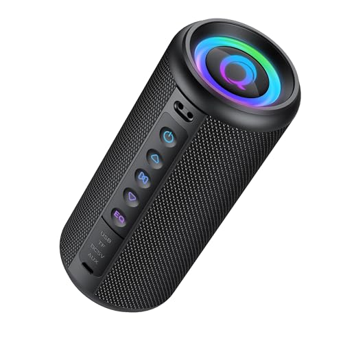 dotn Portable Bluetooth Speaker with Lights, IPX7 Waterproof, Stereo Speaker, AUX&TF-Card Input, 20H Autonomy, Compact Bluetooth 5.4 Wireless for Camping, Travel, Outdoors