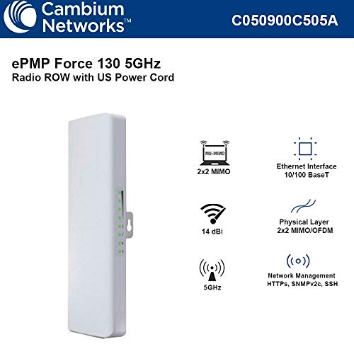 Image of Cambium ePMP Force 130 5GHz Integrated Radio Subscriber Module, Row. US Power Cord