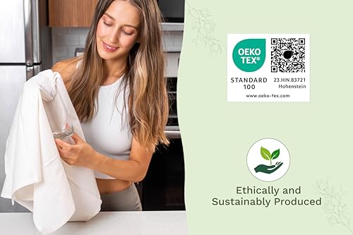 Image of Organic Cotton Flour Sack Kitchen Towels - 10 Pack, Off-White Organic Cotton Tea Towels - Extra Large Flour Sack Cotton Dish Towels- Lint-Free Unbleached Kitchen Towels - 27 inchx27 inch (Off-White - 10 Pack)