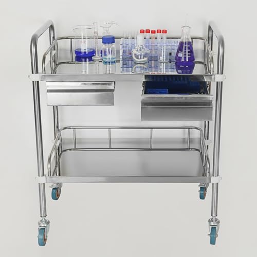 image for StonyLab 2-Tier Laboratory Cart, Stainless Steel Utility Cart with Dua