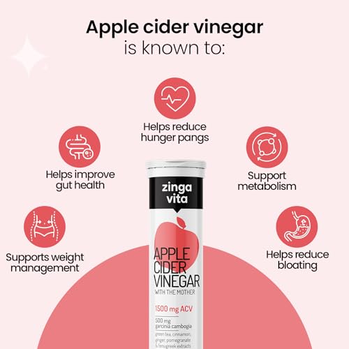 Image of Zingavita Apple Cider Vinegar 1500mg Tablet for Weight Management, With Garcinia, Green Tea, Fenugreek, Cinnamon, Vitamin C, B12 & B6, No Added Sugar - Pack of 3