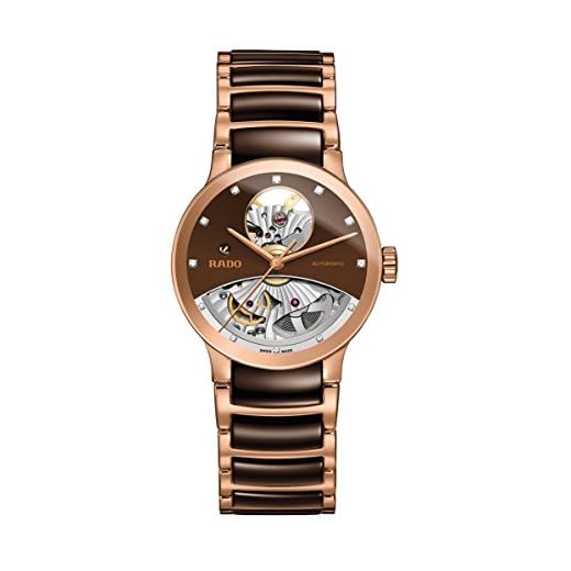 Rado Centrix Automatic Diamonds Open Heart 33 mm, Brown, 5 inches