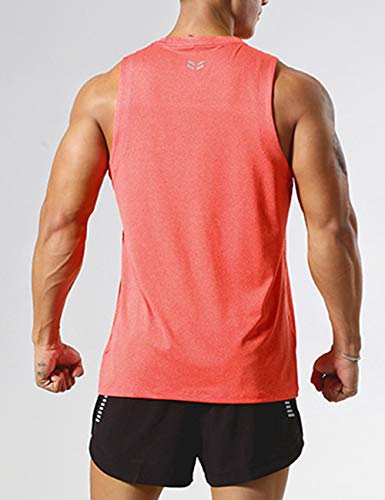 Camiseta sin mangas de entrenamiento atlético para hombres en color rojo, vista posterior, mostrando la estructura del diseño.