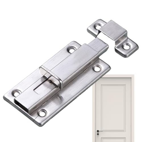 プッシュボタンラッチロック、ドアセキュリティラッチ,ドアセキュリティラッチプッシュボタンステンレススチール製ドアラッチ - 浴室ドア、寝室ドア、あらゆる種類の部屋ドア用の盗難防止セキュリティ手動ラッチ