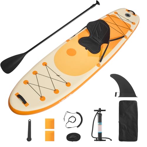 VEVOR Paddle gonflable avec siège, 323 x 83,8 x 15,2 cm, planche à pagaie debout sup ultra-légère avec accessoires de pompe, pagaie, aileron, sac à dos,...