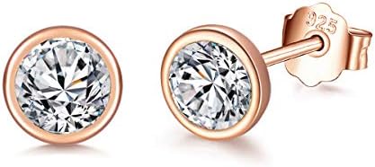 wynn's Silver Stud Earrings for Women, 925 Sterling Silver Cubic Zirconia Stud Earrings, Small Sleeper Cartilage Round Studs for Girls Men, Sizes 3/4/5/6mm, 3 Colors in Silver/Gold/Rose Gold
