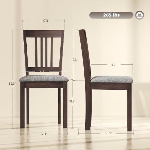 Image of HOMCOM Dining Chairs Set of 2 Upholstered Kitchen Chairs Slat Back Espresso
