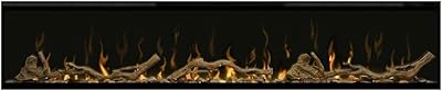 Dilmplex IgniteXL 74 inch XLF74 & LF74DWS-KIT & XLFTRIM74 Built-in Linear Electric Fireplace with Driftwood and River Rock Accessories - Black Trim Kit, with Extra Remote (XLF74)