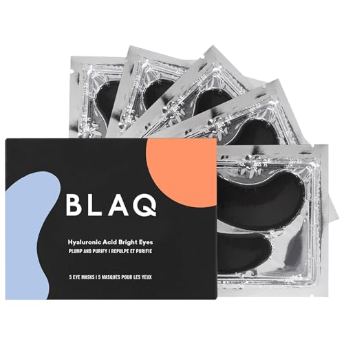 BLAQ Award Winning Eye Patches for under eye Dark Circles, Wrinkles and Puffiness. Hydrating and Cooling with detoxifying Charcoal, Dermatologically Tested, Vegan, Hyaluronic Acid, 5-Pairs