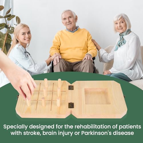 YiePhiot Wooden Pegboard for Occupational Therapy, Hand Therapy Equipment, Hand Therapy Peg Board to Improve Finger Dexterity, Wooden Peg Board for Finger Dexterity for Round Wood Pegs to Heal Finger - Thumbnail 6