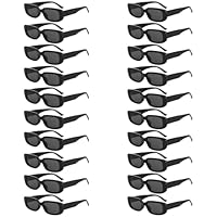20 Stück Vintage Rechteckige Sonnenbrille: 90er Retro Sonnenbrillen Set, Trendy Brille für Damen Herren, Modische Retro-Brille mit UV Schutz, Sonnenbrille für Party, Geburtstag und Konzerte, Schwarz