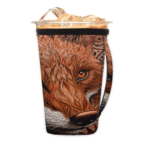 Patterns Foxes M Reusable Iced Insulator Coffee Sleeves Neoprene Insulated Sleeves With Handle Coffee Sleeves for Iced Coffee Cups Drinks