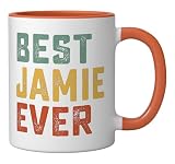 Best Jamie Ever Retro Personalized First Name Jamie Ceramic Mug, Orange/White