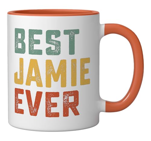 Best Jamie Ever Retro Personalized First Name Jamie Ceramic Mug, Orange/White