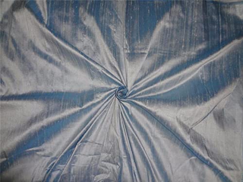 Tissu Dupioni 100% Pure Soie Indigo Ivoire 137cm | Soies Slubs au Mètre