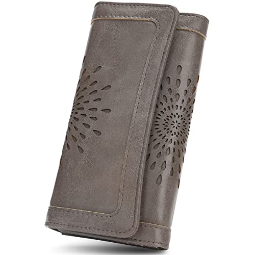 Image of APHISON Ladies Soft Leather RFID Long Wallet Trifold Clutch Purse Credit Card Holder Case for Women With Gift Box