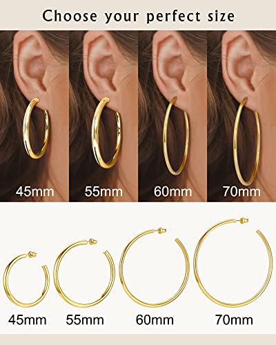 Howoo Big Chunky Gold Hoops Medium Chunky Thick Gold Hoop Earrings For Women #TOP1