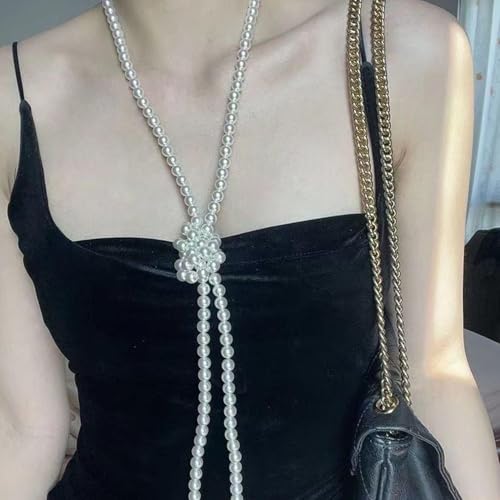 2 Perlenketten, Damen-Perlenkette, Lange Kunstperlenkette, Modische Personalisierte Halskette, Mehrschichtiger Perlenschmuck, Bekleidungsaccessoires