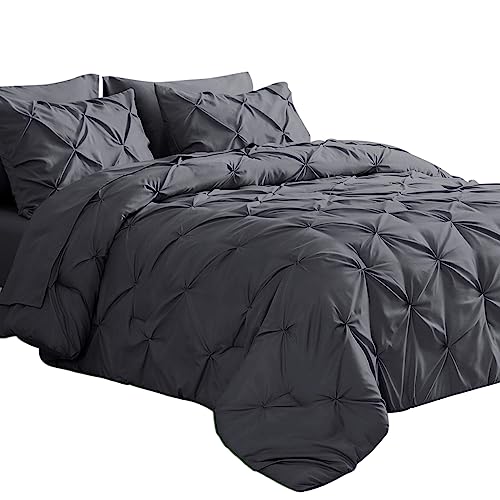 JOLLYVOGUE - Juego de ropa de cama completo de 7 piezas Queen, para todas las estaciones, tela ultrasuave, incluye edredón, sábana encimera, sábana bajera y...