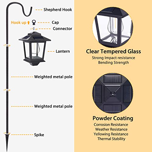 37.8 Inch Hanging Solar Lights, 2 Pack Solar Pathway Lights Decoration, Solar Lanterns Outdoor Waterproof With 2 Shepherd Hooks For Gardens, Pathways, Yard, Lawn, And Patio #TOP4