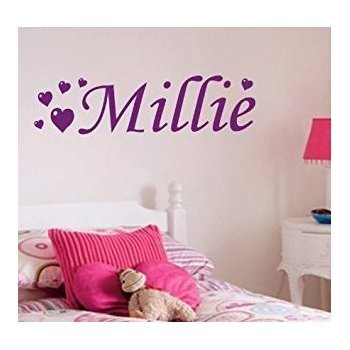 Personalised Stickers Custom Name Sticker for Boys & Girls Love Heart Wall Decor Vinyl Decals for Kids Bedroom & Nursery with Any Name & Any Colour (Large - 100cm x 30cm)