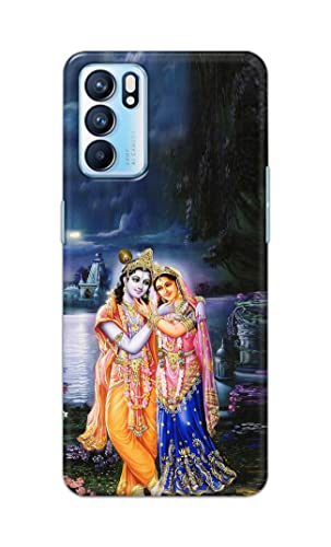 Image of Printed Hard Back Cover Case for Oppo Reno6 5G | Oppo Reno 6 5G Back Cover (Radha Krishna) -1803