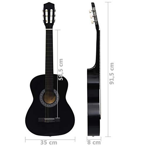 Wakects Guitare classique noire avec sac pour débutants et adultes - Les Beatles, Paul McCartney, John Lennon, RIngo Starr, George Harrison Wakects Guitare classique noire avec sac pour débutants et adultes – Image 6