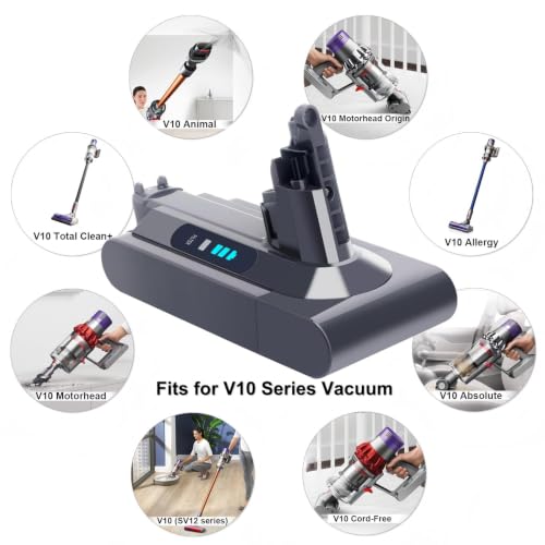 Image of Biswaye 25.2V 5.0Ah V10 Replacement Battery Compatible with Dyson Cyclone V10 SV12 Animal Absolute Allergy Cordless Vacuum, Rechargeable Lithium Ion with 2 Filters (NOT for V6 V7 V8 V11 V12 Vacuums)