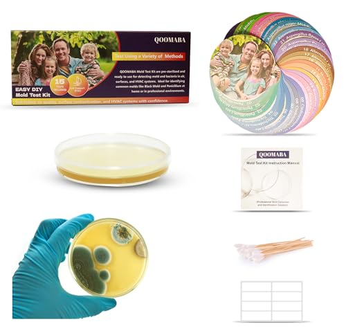 Mold Test Kit for Home Air Quality 15PCS - Mold Toxicity Test for HVAC, at Home Mold Test Kit, Mold Detector for Home Air Quality - Black Mold Testing Kit Air with Guide and Lab Support