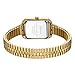 BOFAN Vintage Square Small Watches for Women Easy Read Ladies Quartz Wrist Watch with Stainless Steel Expansion Band,Gold Dial,Water Resistant.（5.90in-6.69in）