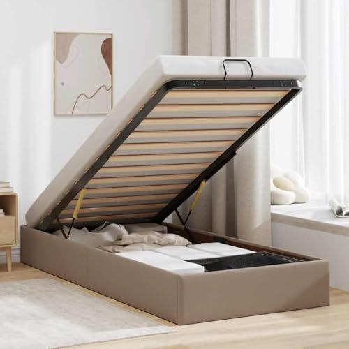 vidaXL Ottoman-Bett ohne Matratze Cappuccino-Braun 90x200cm Kunstleder, Bettrahmen, Bettgestell mit Stauraum, Polsterbett, Bettgestell