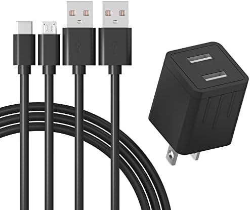 6Ft Fast Charger Fit for Fire Tablet,Compatible with All Fire HD Tablets(Fire HD 7 8 10&Kids Edition,Fire 7 8 10 Plus& Kids Pro,Kindle Fire HD HD&All Kindle E-Reader),with 6Ft USB-C Micro USB Cable