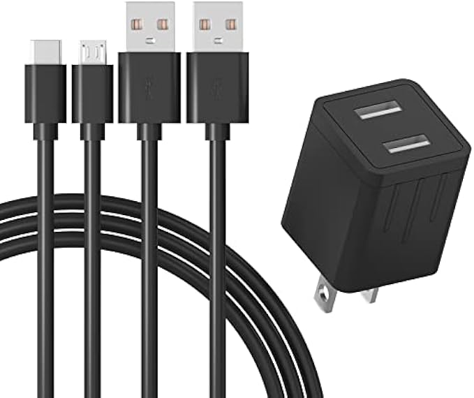 6Ft Fast Charger Intended for Kindle E-Reader 2 3 4 5 6 7 8 9 10 11,All Kindle Paperwhite,Oasis,Voyage(with 6Ft Micro USB & USB C)