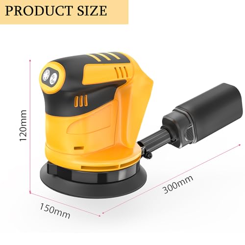 Cordless Orbital Sander for Dewalt 18V/20V Battery,with 12Pcs Sandpapers,3 Variable Speed 7500-15000 RPM,Perfect for Wood and Steel(No Battery) 7 Cordless Orbital Sander for Dewalt 18V/20V Battery,with 12Pcs Sandpapers,3 Variable Speed 7500-15000 RPM,Perfect for Wood and Steel(No Battery) - Image 7