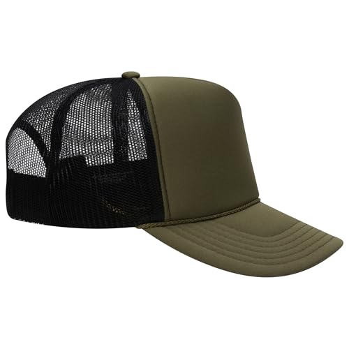 Image of OTTO Polyester Foam Front 5 Panel High Crown Mesh Back Trucker Hats in 97, Bulk, Wholesale