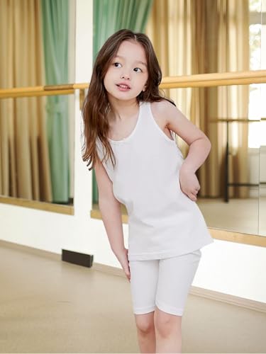 Image of 5-Pack Girls' Camisole Tank Tops 100% Cotton Shrink Resistant Secure Straps for Toddler Girls Ages 2-8