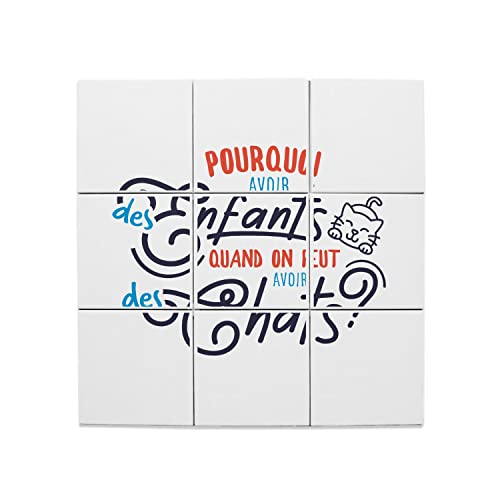 Carreaux céramique décoratifs 20x20 cm lot de 9 pour fresque murale chats 60x60 cm