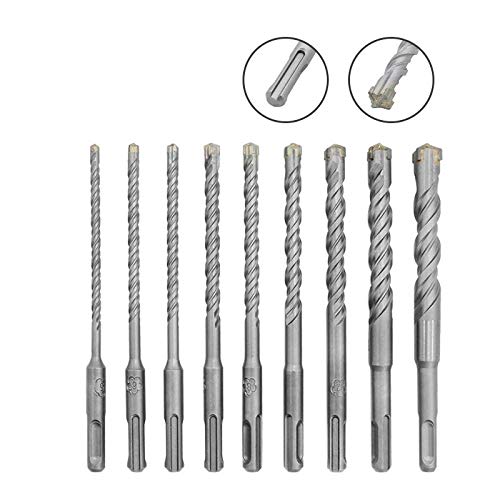 9 piezas de carburo con punta cruzada de 5-16 Mm martillo eléctrico juego de brocas de vástago Sds brocas para mampostería de hormigón