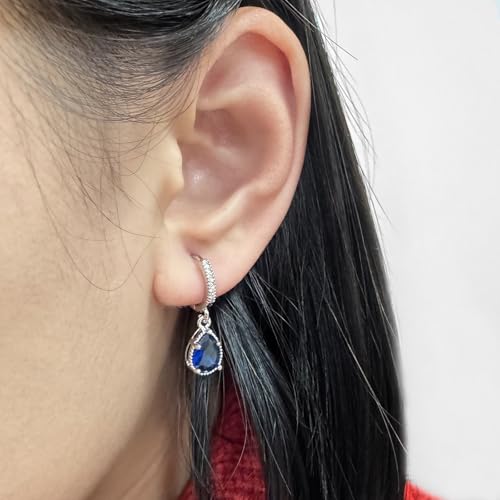 Teardrop Zircon Hoop Earrings Sterling Silver Drop Dangle Earrings for Women2