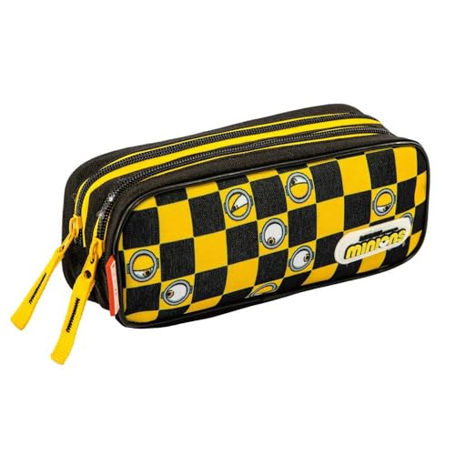 Estojo 2 Divisórias Plus Minions Xadrez Amarelo Sestini
